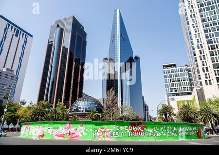 Mexiko-Stadt, Cuauhtemoc Avenida Paseo de la Reforma, Bolsa Mexicana de Valores BMV, Börsengebäude, moderne Architektur von Juan Jose Diaz Infante Stockfoto