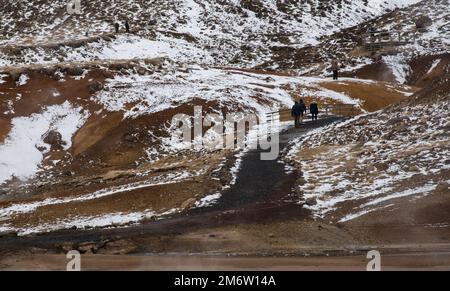 Gunnuhver geothermische Thermalquellen auf der Halbinsel Reykjanes. Grintavik Island im Frühjahr Stockfoto