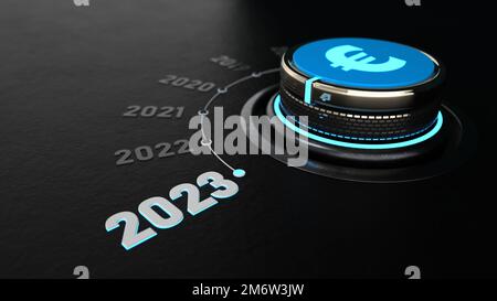 Bedienknopf Euro 2023 Stockfoto