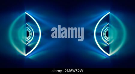 Türkisfarbene Neonlichter Kunsthintergrund Stockfoto