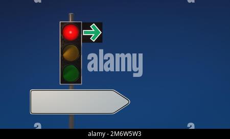 Ampel wird rot mit Pfeilen und Platz für Text angezeigt Stockfoto