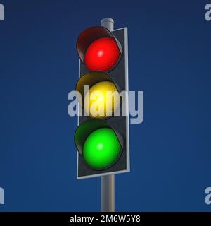 Typische Ampeln sind rot, gelb und grün Stockfoto