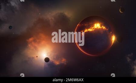 Weltraumnebula-Planetenhintergrund Stockfoto