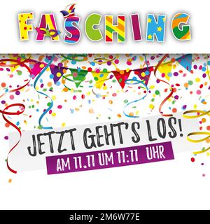 Fasching Confetti Ribbons Jetzt Gehts Los Stockfoto