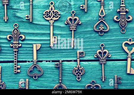 Verschiedene Vintage Keys Stockfoto