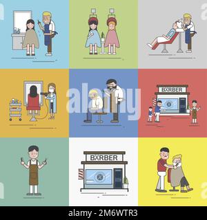 Illustration Set von Friseur-Vektor Stock Vektor