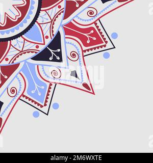 Rotes und blaues Mandala-Muster auf weißem Hintergrund Stock Vektor