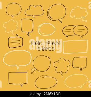 Handgezeichneter Doodle-Sprechblasen-Vektorsatz Stock Vektor