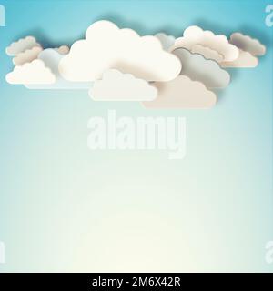 Berechnen Sie unter den Wolken. Konzeptionelles Bild für modernes Cloud-Computing.