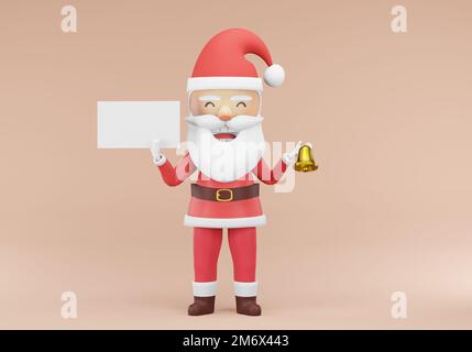 3D Rendern , Cartoon Santa Claus zu Weihnachten und Neujahr Gruß Design oder Animation. Cartoon Santa Claus zu Weihnachten und Neujahr Gruß. Stockfoto