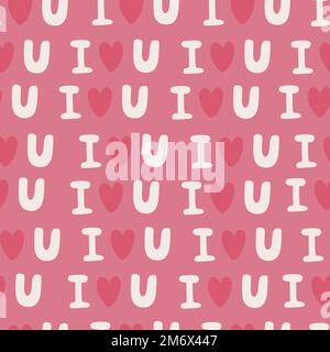 Nahtloses Muster mit roten Herzen, Liebeserklärungen. Hintergrund zum Valentinstag mit Symbolen von Liebe, Romantik und Leidenschaft. Stock Vektor