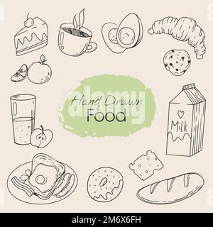 Food Doodle Collection in kreativen und Vektoressen Stock Vektor
