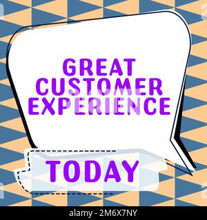 Konzeptionelle Darstellung eines herausragenden Kundenerlebnisses. Ein Wort für eine freundliche und hilfsbereite Reaktion auf Kunden Stockfoto