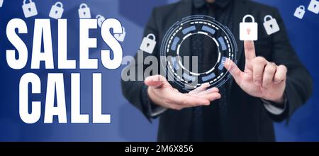 Text für Anruf bei Inspiration. Geschäftsbeispiele ein Telefonanruf eines Vertriebsmitarbeiters eines Unternehmens Stockfoto