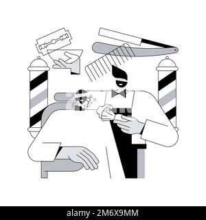 Barbershop abstrakte Konzept Vektor Illustration. Friseursalon, Bartrasur, Schnurrbart trimmen, mans-Stil, Friseurschere, Friseur Cha Stock Vektor