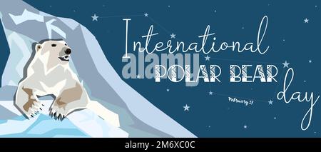Internationaler Eisbärtag-Vektor. Polarbärtag Poster oder Banner Februar 27. Wichtiger Tag Stock Vektor