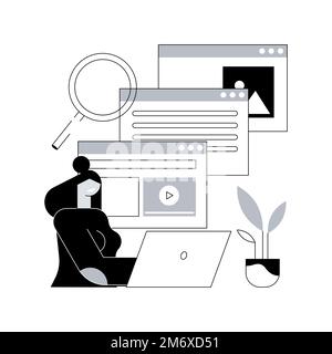 Kopieren Sie die abstrakte Konzeptvektordarstellung zur Optimierung. Kopieroptimierungsservice, Registerkarte der Menüleiste, Unternehmens-Website, Webseitenentwicklung, UI-Design, SEO Stock Vektor