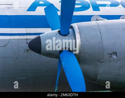 Propeller des Haupttriebs des Zivilluftfahrtflugzeugs Stockfoto