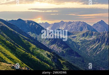 Tatra Gebirge, Polen, Panoramablick vom Berg Kasprowy Wierch Stockfoto