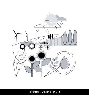 Regenerative Landwirtschaft abstrakte Konzept Vektor Illustration. Erhaltung und Rehabilitation Landwirtschaft System, Erhöhung der ökologischen Biodiversität, wat Stock Vektor
