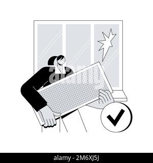 Fenster und Türen Dienste abstraktes Konzept Vektor Illustration. Austausch und Installation, Fenster und Tür Wartung und Reparatur Auftragnehmer, brok Stock Vektor