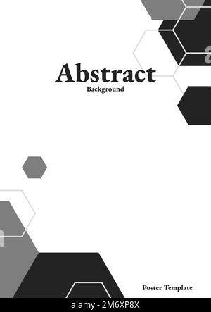 Schwarz-weißer Hexagon-Poster-Vektor mit geometrischem Muster Stock Vektor