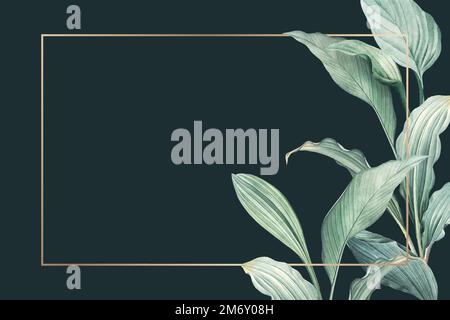 Goldrahmen auf einem handgezeichneten tropischen Blätter Hintergrund Vektor Stock Vektor