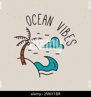 Emblem Ocean Vibes Sommerurlaub Logo Stockfoto