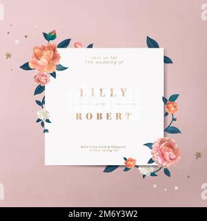 Hochzeit Einladung Blumenkarte Vorlage Vektor Stock Vektor