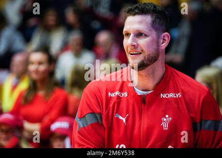 Odense, Dänemark. 05. Januar 2023. Kevin Moller aus Dänemark wurde während des Testspiels zwischen Dänemark und Saudi-Arabien in der Jyske Bank Arena in Odense gesehen. (Foto: Gonzales Photo/Alamy Live News Stockfoto