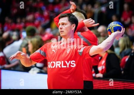 Odense, Dänemark. 05. Januar 2023. Hans Lindberg aus Dänemark wurde während des Testspiels zwischen Dänemark und Saudi-Arabien in der Jyske Bank Arena in Odense gesehen. (Foto: Gonzales Photo/Alamy Live News Stockfoto