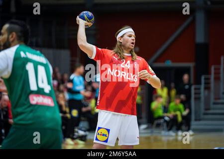 Odense, Dänemark. 05. Januar 2023. Mikkel Hansen (24) aus Dänemark während des Testspiels zwischen Dänemark und Saudi-Arabien in der Jyske Bank Arena in Odense. (Foto: Gonzales Photo/Alamy Live News Stockfoto