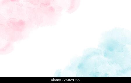 Abstrakter Pinkblauer Pastellfarbener, Wasserfarbener, Fleckiger Hintergrund, Vorlage Für Hochzeitseinladungen Stockfoto