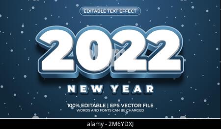 2022 Jahre - Editierbarer Texteffekt, Schriftschnitt. Frohes neues Jahr 2022 editierbar 3D Text-Effekt Stock Vektor