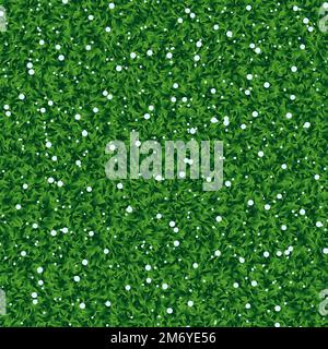 Nahtloses Gras mit Schnee. Gras mit senkrechter Schneetextur. Grünes Gras mit nahtloser Schneetextur. Vektordarstellung Stock Vektor