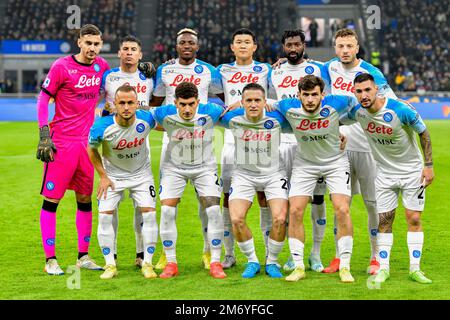 Mailand, Italien. 04., Januar 2023. Der Start-11 von Neapel wurde für das Spiel der Serie A zwischen Inter und Neapel bei Giuseppe Meazza in Mailand gesehen. (Foto: Gonzales Photo - Tommaso Fimiano). Stockfoto