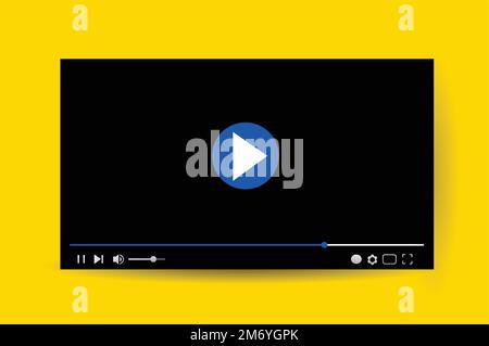 Multimedia-Video-Player mit Schatten. Video-Streaming in den Farben der ukrainischen Flagge, ukrainische Nachrichtenkonzeption Vektordarstellung Stock Vektor