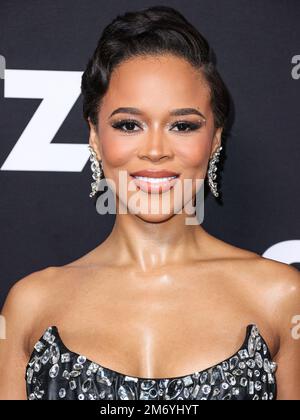 Hollywood, Usa. 05. Januar 2023. HOLLYWOOD, LOS ANGELES, KALIFORNIEN, USA - JANUAR 05: Amerikanische Schauspielerin, Model und Sängerin Serayah McNeill trifft am 5. Januar 2023 auf der Los Angeles Premiere von STARZ' 'BMF' (Black Mafia Family) Staffel 2 im TCL Chinese Theatre IMAX in Hollywood, Los Angeles, Kalifornien, USA ein. (Foto: Xavier Collin/Image Press Agency) Kredit: Image Press Agency/Alamy Live News Stockfoto