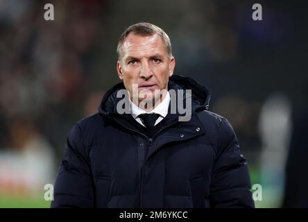 Dateifoto vom 20.-12-2022 von Leicester City Manager Brendan Rodgers, der seine Seite gewarnt hat, dass der FA-Cup-Trip nach Gillingham ein gefährliches Spiel sein wird.“ Ausgabedatum: Freitag, 6. Januar 2023. Stockfoto