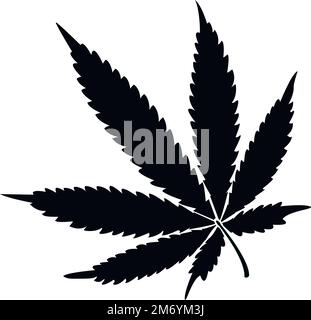 Schwarzes Marihuana-Blatt-Symbol isoliert auf weißem Hintergrund. Konstruktionselement. Stock Vektor