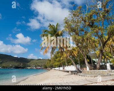 Bequia, Admiralty Bay, Port Elizabeth. Belmont Fußweg. Stockfoto