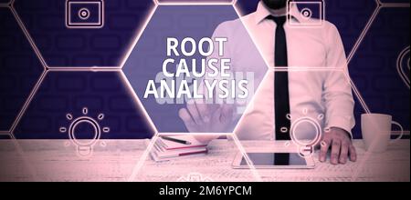 Handschrift Text Ursachenanalyse. Konzept Bedeutung Methode der Problemlösung Identifizieren von Fehlern oder Problemen Stockfoto