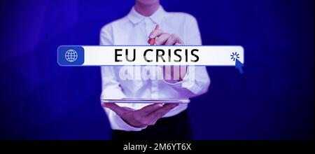 Text, der Inspiration für die EU-Krise gibt. Ein Wort über den Staat der Eurozone, der nicht in der Lage ist, seine Staatsschulden zurückzuzahlen oder zu refinanzieren Stockfoto