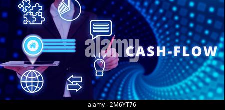 Inspiration mit Zeichen für Cashflow. Wort für tatsächliches Bargeld, das einer Kreditkartenabrechnung zugeordnet und empfangen werden kann Stockfoto