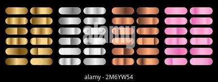 Großes Metallpaket. Kollektion aus Gold, Silber und Bronze für Design. Vektorgradienten festgelegt. Vektordarstellung Stock Vektor