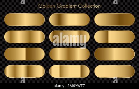 Riesige Sammlung goldener Farbfelder im Hintergrund. Goldene Hintergrundtextur. Vektordarstellung Stock Vektor