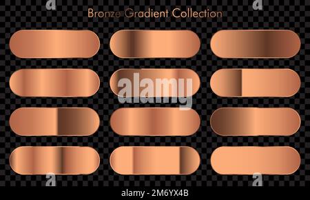 Riesige Sammlung von bronzefarbenen Farbfeldern im Hintergrund. Bronze-Hintergrundstruktur. Vektordarstellung Stock Vektor