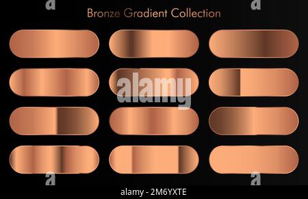 Riesige Sammlung von bronzefarbenen Farbfeldern im Hintergrund. Bronze-Hintergrundstruktur. Vektordarstellung Stock Vektor