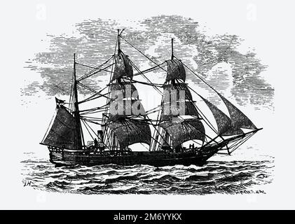 Vintage europäischen Stil Schiff Gravur Vektor Stock Vektor