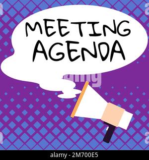 Textzeichen mit Terminkalender. Geschäftskonzept in einer Agenda werden klare Erwartungen an das festgelegt, was für eine Besprechung erforderlich ist Stockfoto